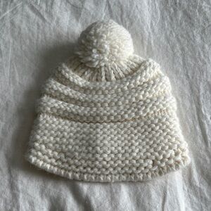 Cozy Knit Cream Pom-Pom Hat